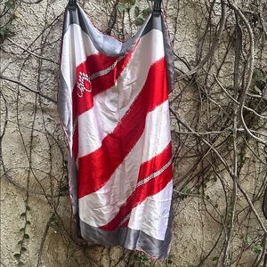 Van Cleef &Arpels  Red and White Striped Scarf